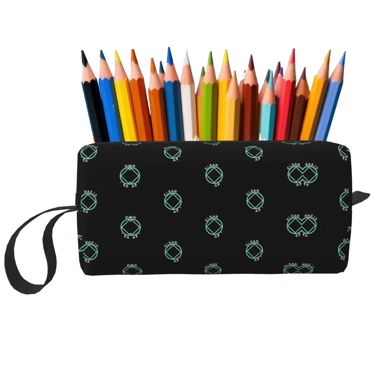 Clean AF Distressed Narcotics Anonymous AA Gift Makeup Bag Toiletry Cosmetic Bag for Women Beauty Travel Pencil Case