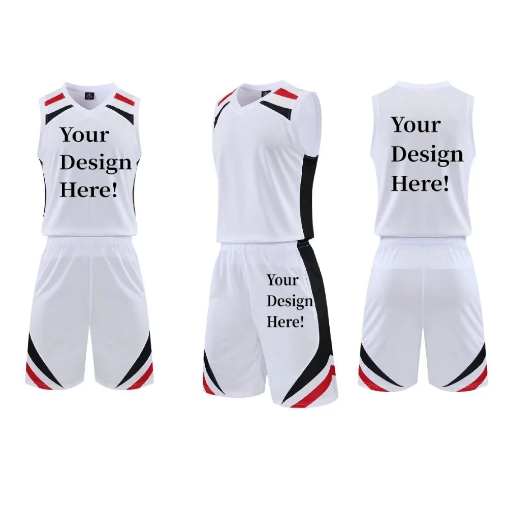 Custom Basketball Uniform Set Work Group To Build Clothes DIY Print Your Logo Image Tee Tops+Pants Custom Advertized T-shirts