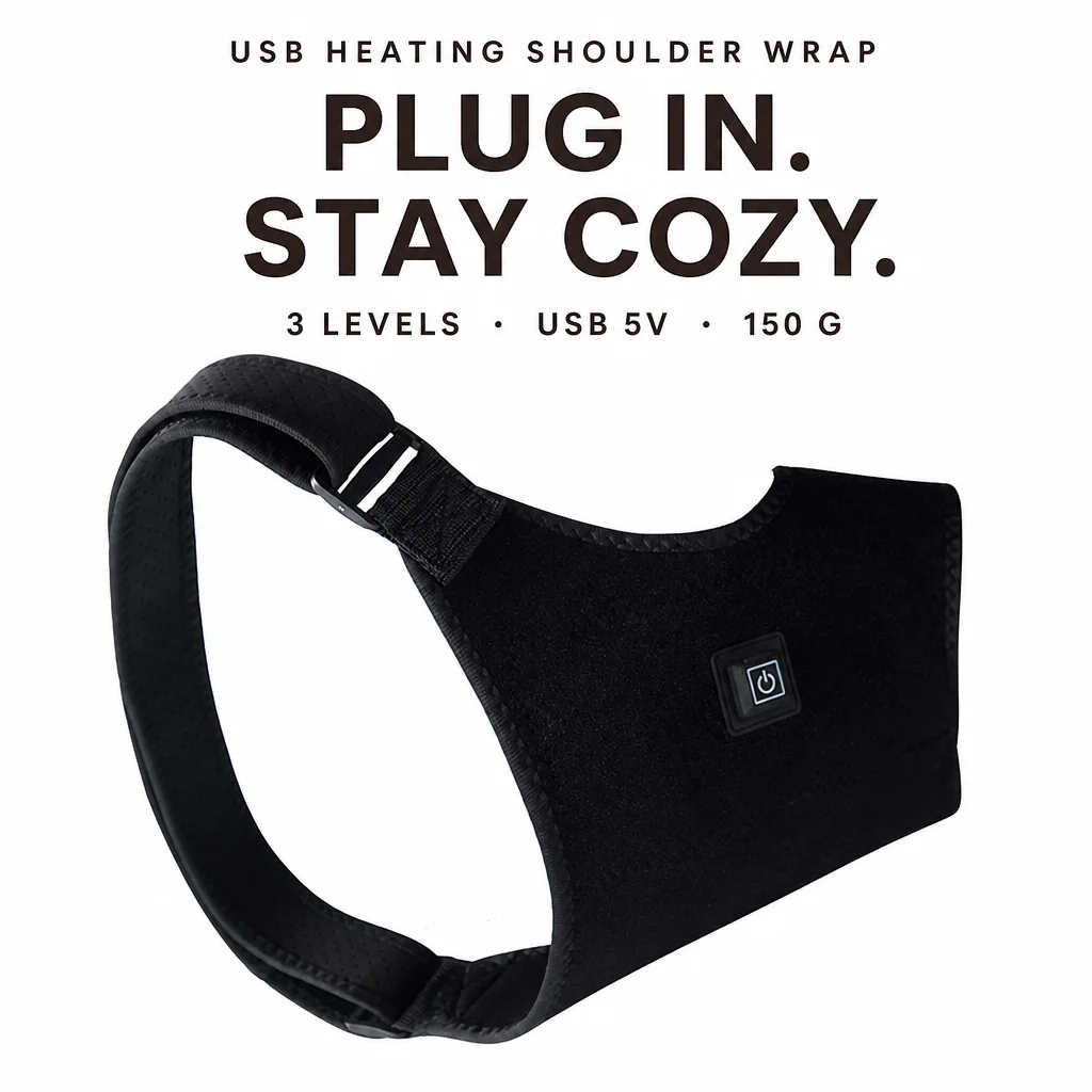 USB Heating Shoulder Wrap Graphene Electric Heat Warm Plush Shawl 3 Temperature Levels for Neck Shoulder Home Office