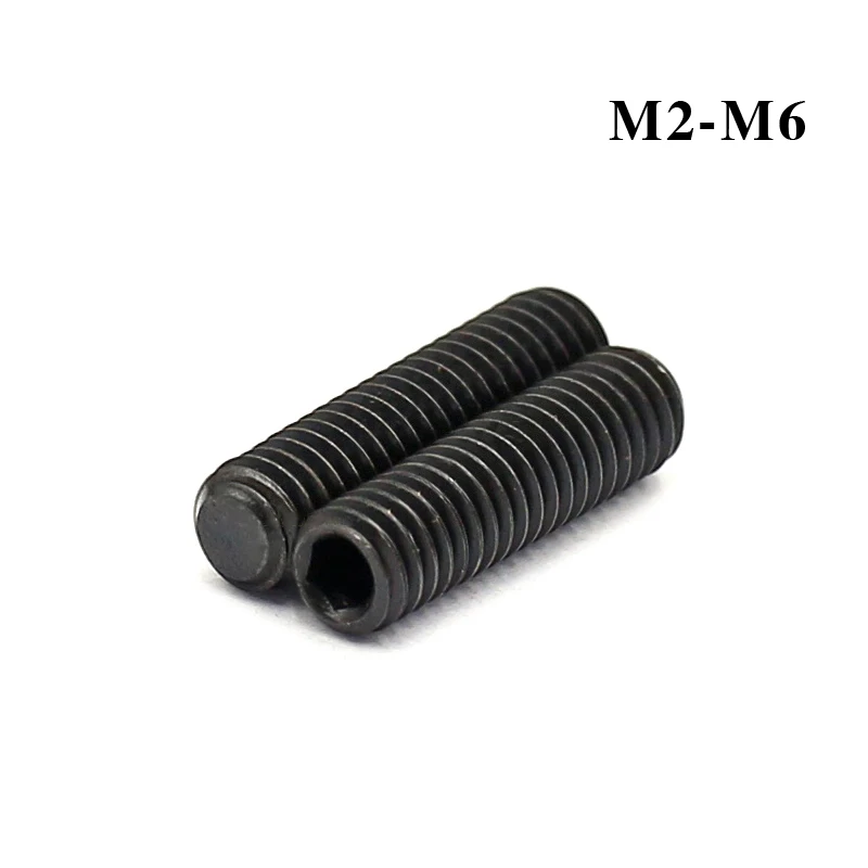 1-50Pcs DIN913 Black Flat Point Hex Hexagon Socket Set Screws SCM435 Headless Grub Allen Head Screws Bolts M2/M2.5/M3/M4/M5/M6