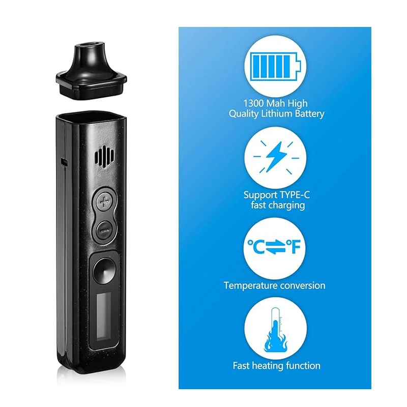 Anux taurus vaporizador de ervas secas, câmara de aquecimento de cerâmica, controle de temperatura, bateria lcd 1300mah, yocan hit palheta xmax, kit de caneta vape de ervas