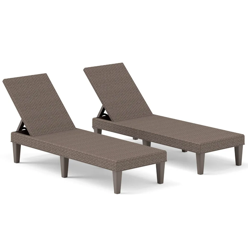 

2 PCS Outdoor Chaise Lounger Chair 3-Position Reclining Chair with Waterproof