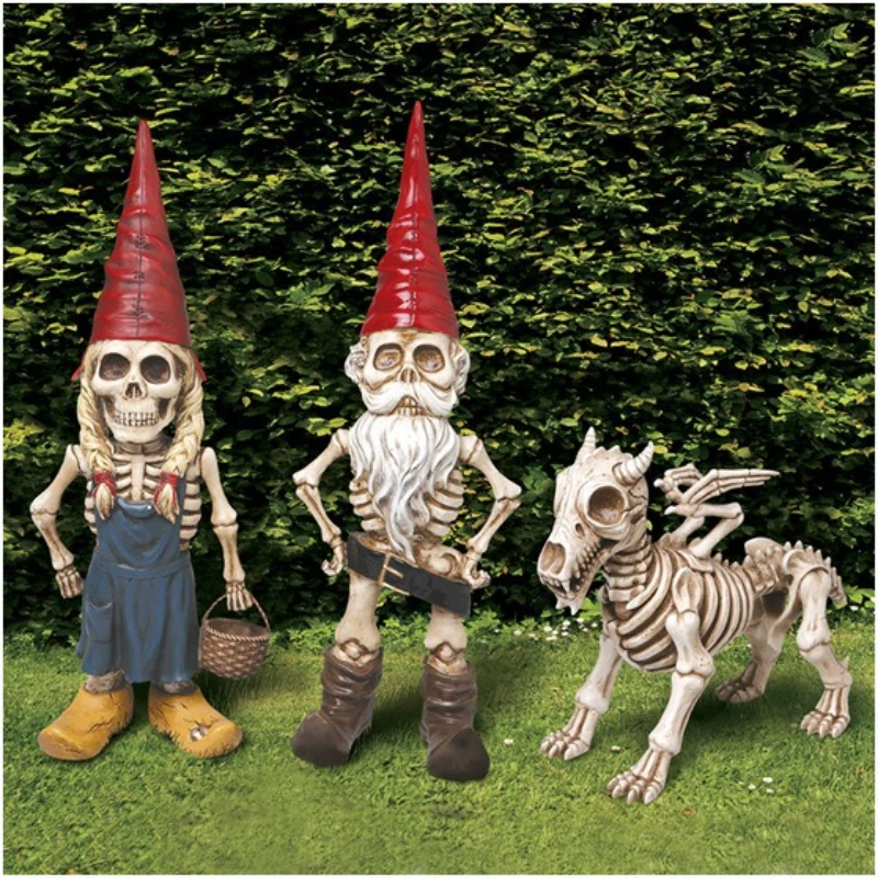 

Halloween skeleton men and women skeleton dog resin decoration garden ornaments decoration skeleton dark style