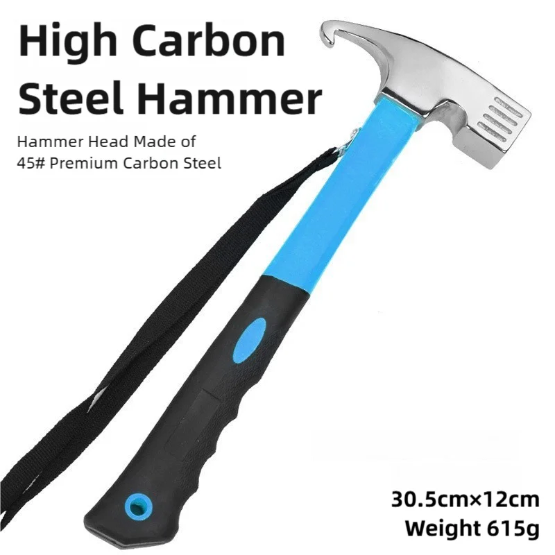 TINSOL High-Carbon Steel Hammer and Stake Remover—Multifunctional Outdoor Stake Hammer for Camping Tents and Canopies