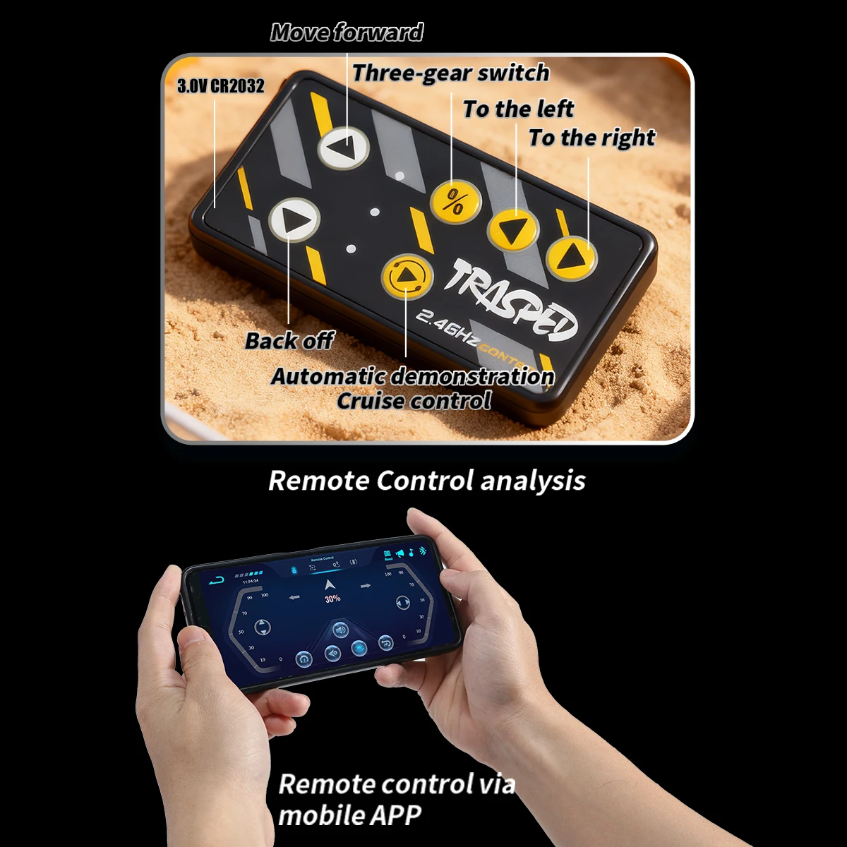 1: 64 mini zdalnie sterowany pojazd terenowy, wykonany ze stopu metalu, z efektami świetlnymi, regulowaną prędkością i amortyzowaną podwoziem