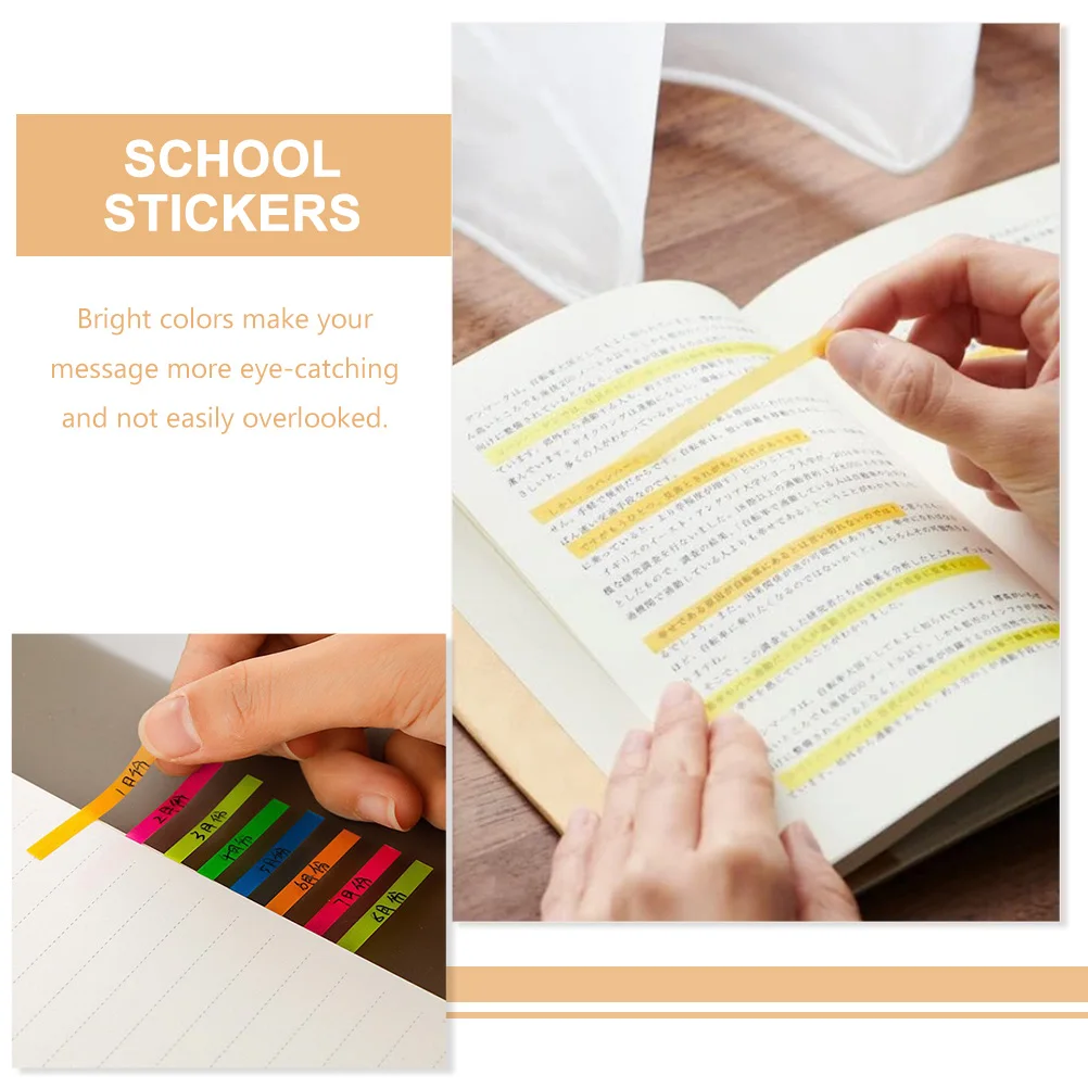

15 Sheets Index Highlighting Tape Adhesive Page Markers Label Highlighter Strips Book Annotating Supplies