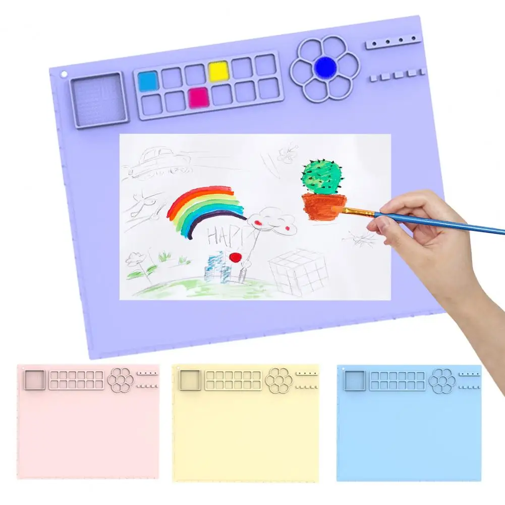 Silicone Craft Mat with Cup Surface Versatile Foldable Design Painting Mat for Kids