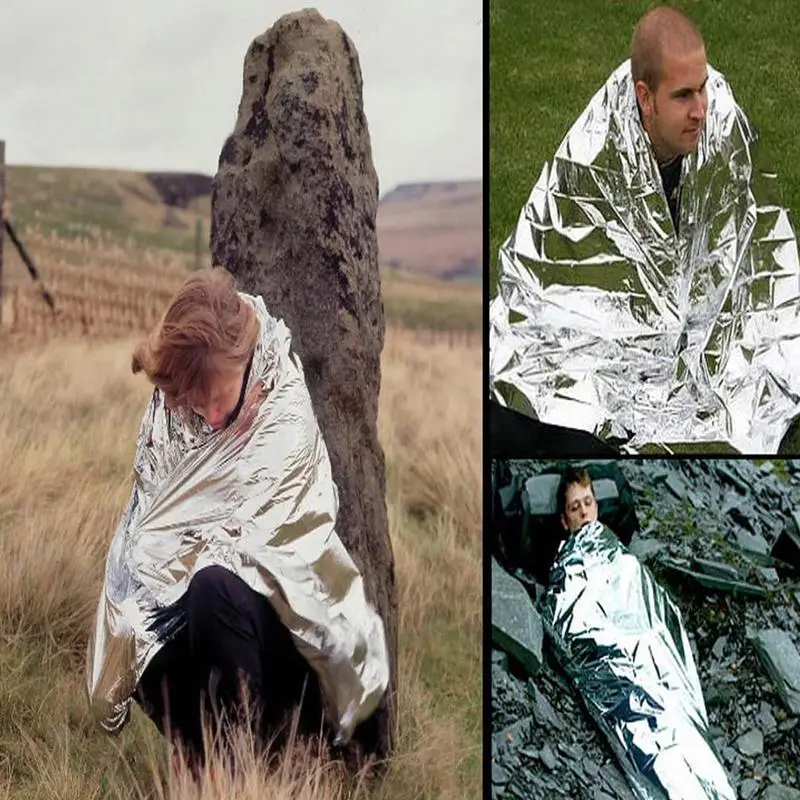 Emergency Thermal Blanket Outdoor Waterproof Survival Blanket Aluminum Foil Hot Space Emergency Rescue Curtain Camping Blanket