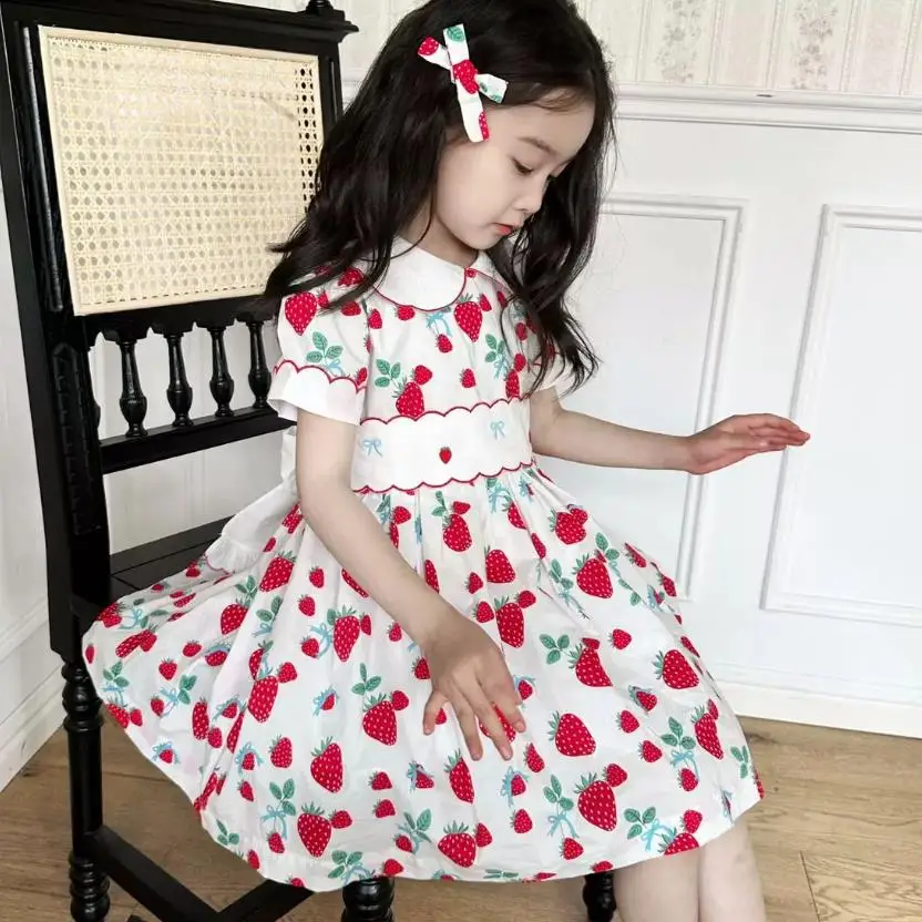 2PCS New Retro Girls' Dress Youth Academy Style All Over Print Casual Dress A3910 Summer Dress Ropa Niña