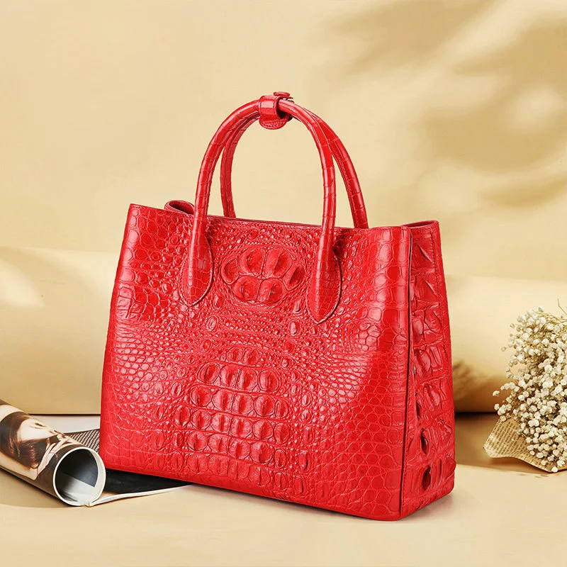 Large Siamese Crocodile Genuine Genuine Leather Handbags Woman Bag Shoulder Bags Female Trendy Women's Handbags Top-handles Bags