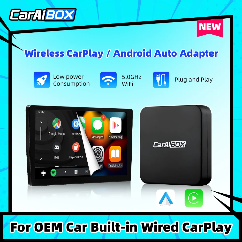 CarAIBOX 2in1 Wired to Wireless CarPlay Android Auto Adapter Bluetooth Auto Connect