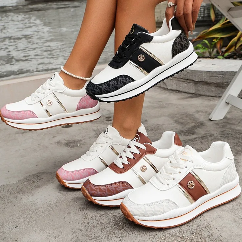 

Women's Vintage Comfortable Anti Slip Mid Heel Sneakers Spring and Autumn New 2026 Women Color Blocking Low Top Vulcanized Shoes
