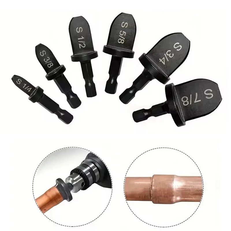 11-Piece Copper Tube Expander Set Bearing Steel Hexagonal Shank Drill Copper Tube Expander Soft Copper Tube Tool