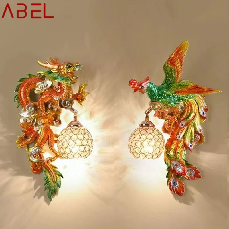 ABEL Modern Resin Wall Lamp LED Creative Devise Dragon and Phoenix Sconce Light Decor for Home Living Room Bedroom