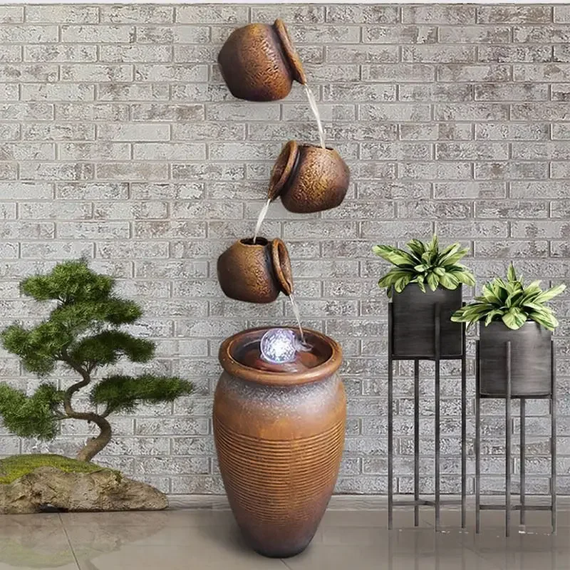 Pottery pot hanging wall flowing water landscaping combination ornament entrance balcony fish pond decoration