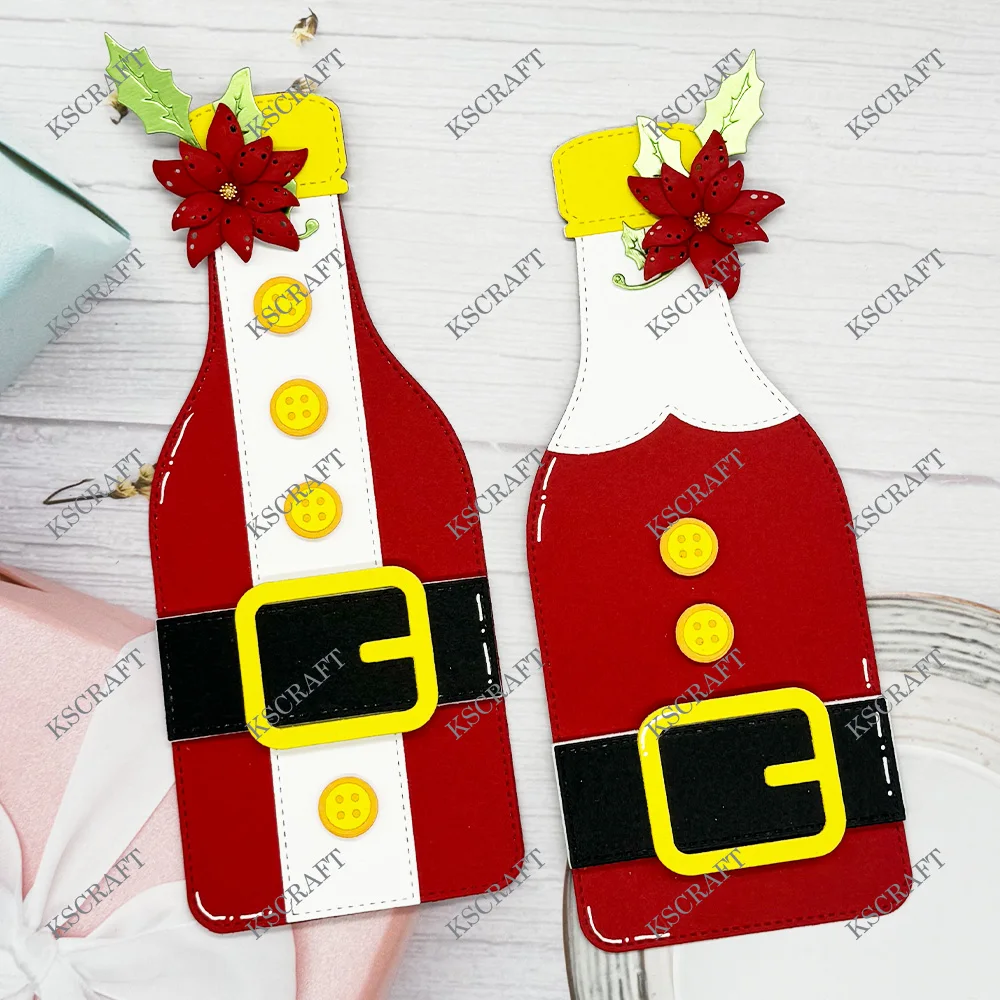 KSCRAFT Christmas Bottle Gift Card Holder Cutting Dies Stencils for DIY Scrapbooking Decorative Embossing DIY Paper Cards