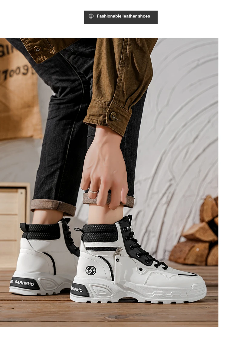 Herrenstiefel Frühling und Herbst Neue Weichsohlen-Antirutsch-Freizeitstiefel Modische Joker-Outdoor-High-Top-Stiefel Jugendliche Komfort-Arbeitsstiefel – Detail 13