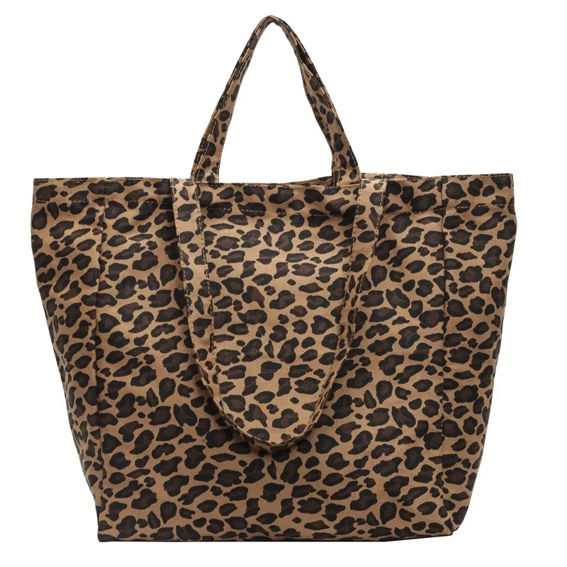 

Trend Versatile Leopard Canvas Tote Women's Large Capacity 2024 New Trendy Handheld Commuter Versatile One Shoulder Mommy Bag