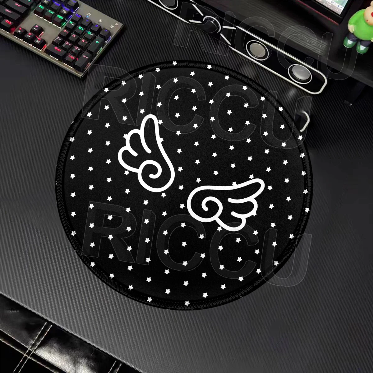 Polka Dots Angel Wings INS Korea Mouse Pad Round Desk Pad Office Rubber Non-Slip Desk Mat Small Cute Cuppad Laptop Accessories