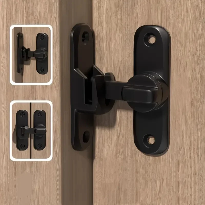 Serrure de porte rabattable à 90/180 degrés, loquet de porte de sécurité 2 en 1, boulon de porte coulissante, loquets de porte de volaille, boucle antivol, quincaillerie de porte de maison