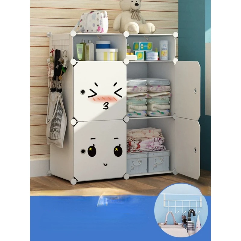 Small wardrobe, household bedroom, simple storage cabinet, foldable, installation free cabinet, assembled mini short wardrobe