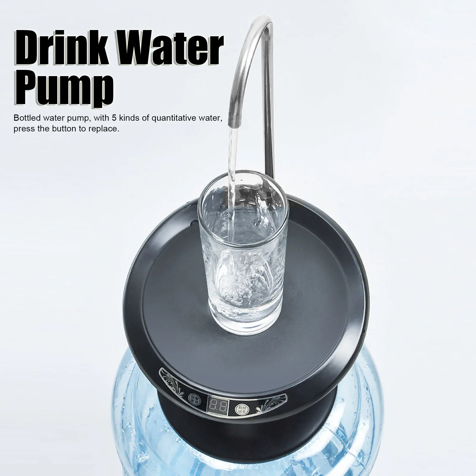 

Drinking Water Dispenser Desktop Automatic Electric Bottled Water Pump for Home Office Black