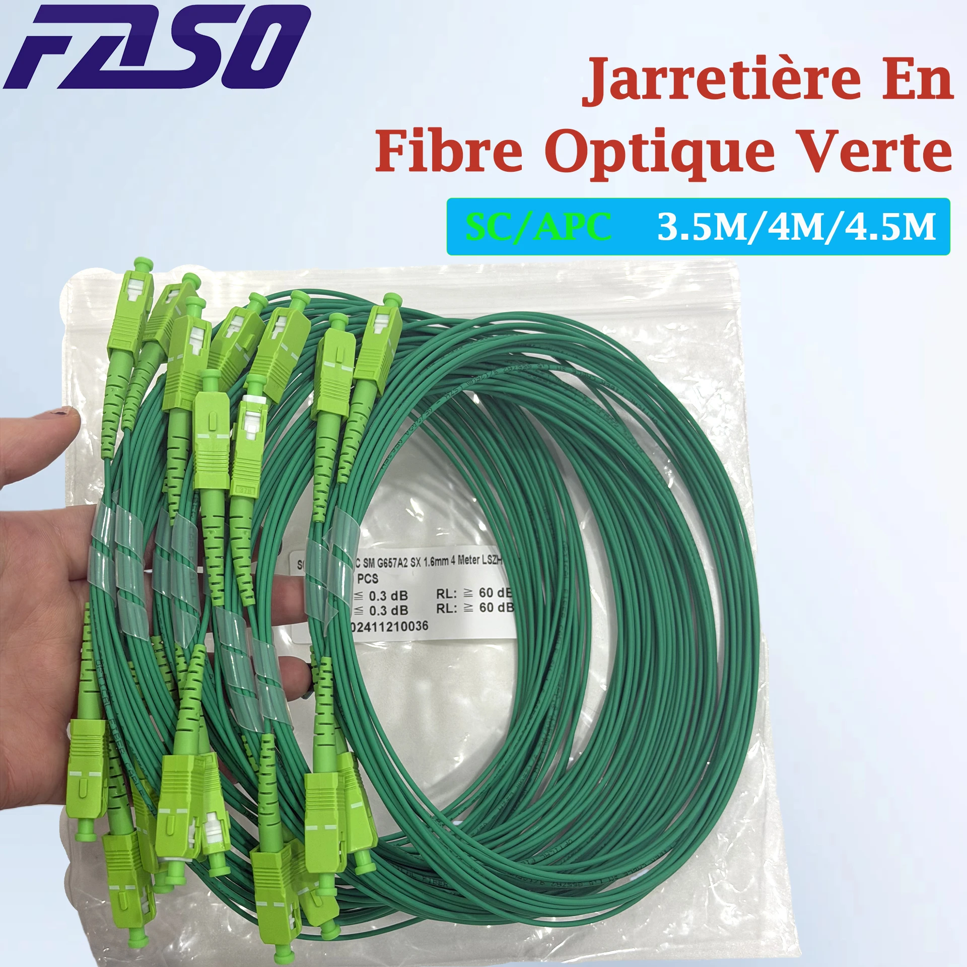 

50 pièces jarretière fibre optique G657A2 1.6mm vert SC optique fibre jarretière Simplex APC fibres optiques