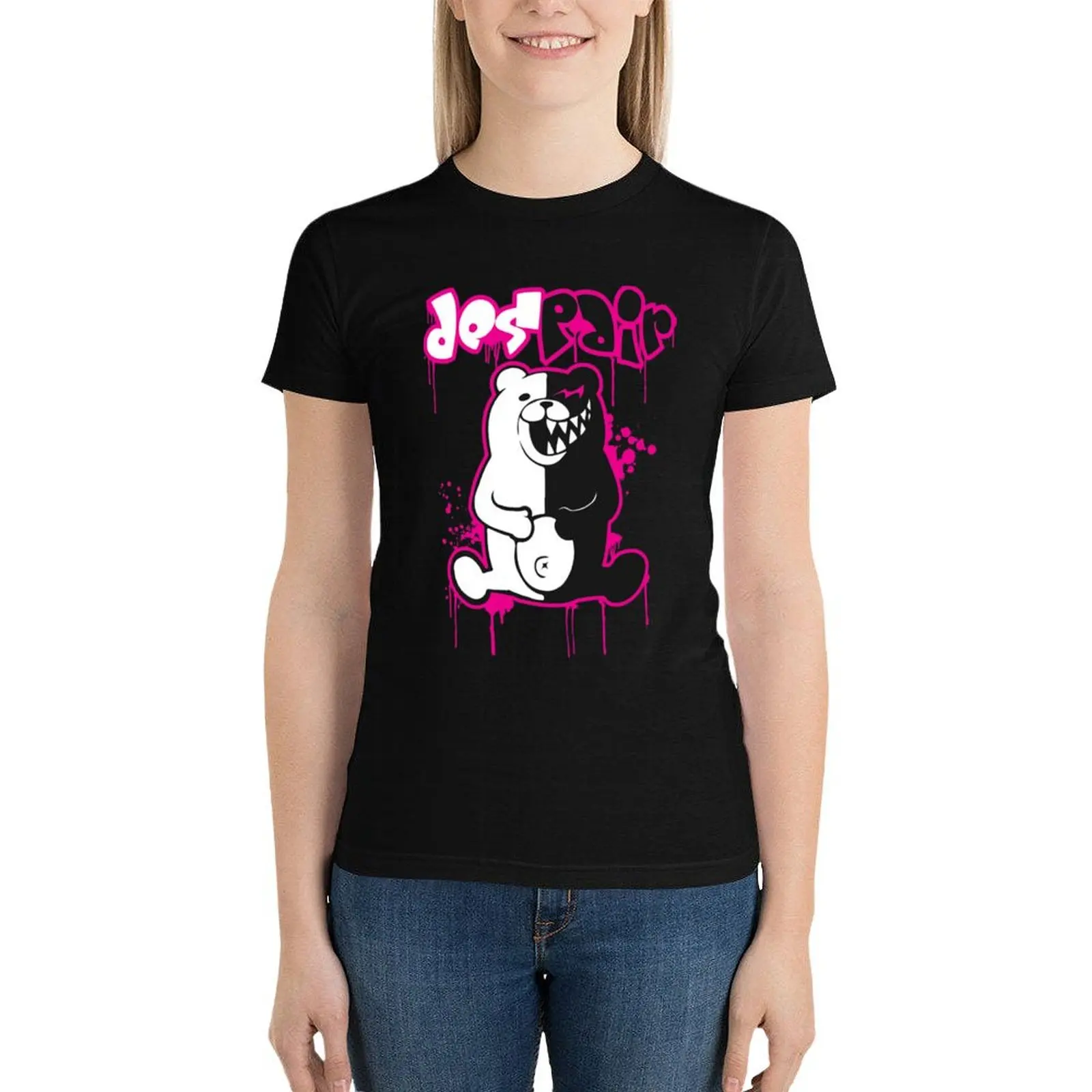 Danganronpa- Monokuma-Despair - Pink T-Shirt sweat plus sizes plain t shirts for Women