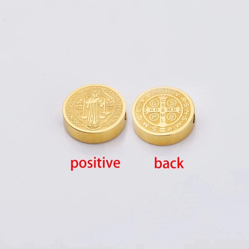 5pcs Stainless Steel San Benito Bead Charm For Jewelry Making Gold/Silver Color Metal St Benedict Cross Bead 8mm/10mm Wholesale