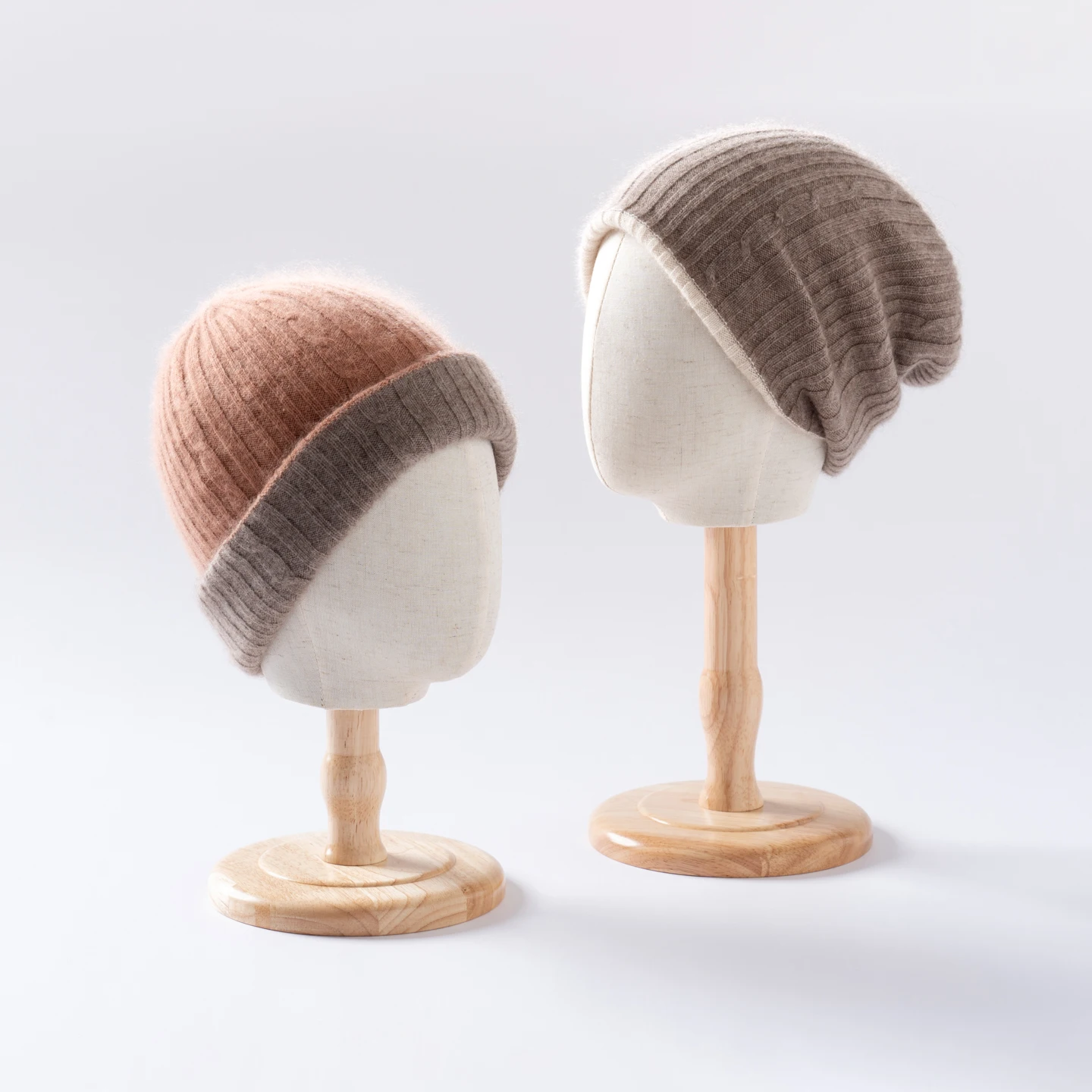 2025 Winter High-Quality 100 Cashmere Hat Double-Layer Padded Knit Stripe Design Outdoor Fashion Warm Pullover Hat Unisex