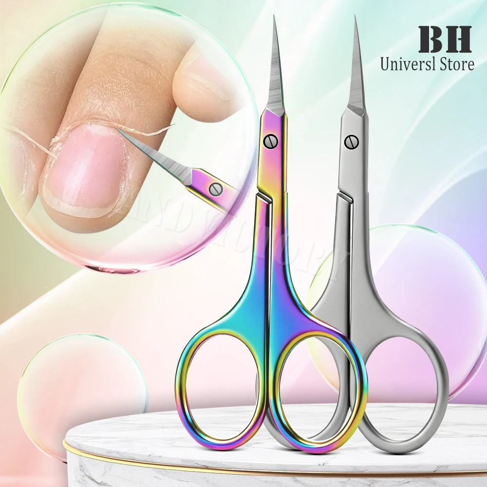 

1Pcs Cuticle Scissors Stainless Steel Fine Curved Blade Cuticle Nipper Trimming Eyebrow Eyelash Dry Skin Manicure Tools