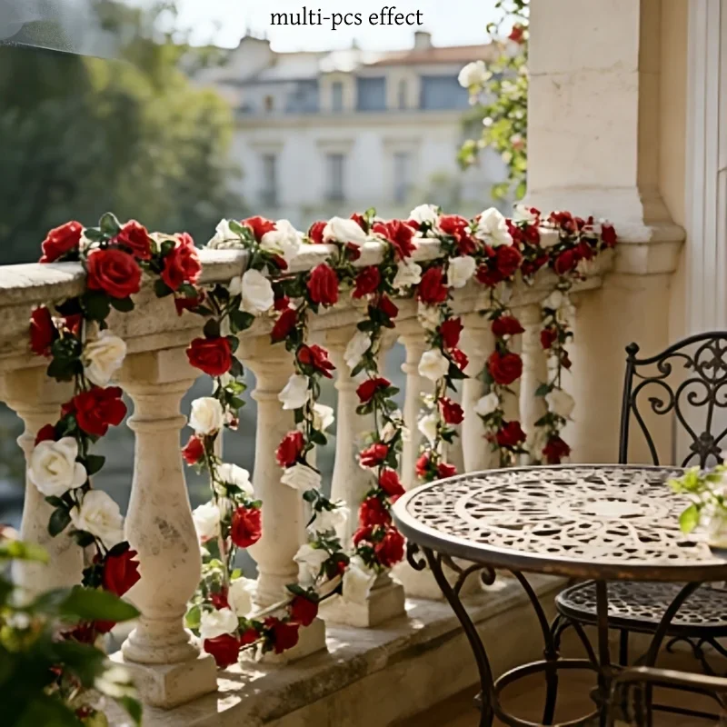 Bunte künstliche Rosengirlanden, ideal für Hochzeitsbögen, Gartenschaukeln, Treppen, Zaun-Dekoration, Innen- und Außenanwendungen. – Detail 6