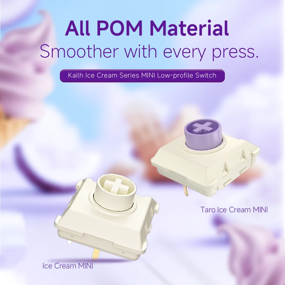 

Kailh Ice Cream Мини-низкопрофильный переключатель Все POM Light Force Гладкий механический переключатель клавиатуры