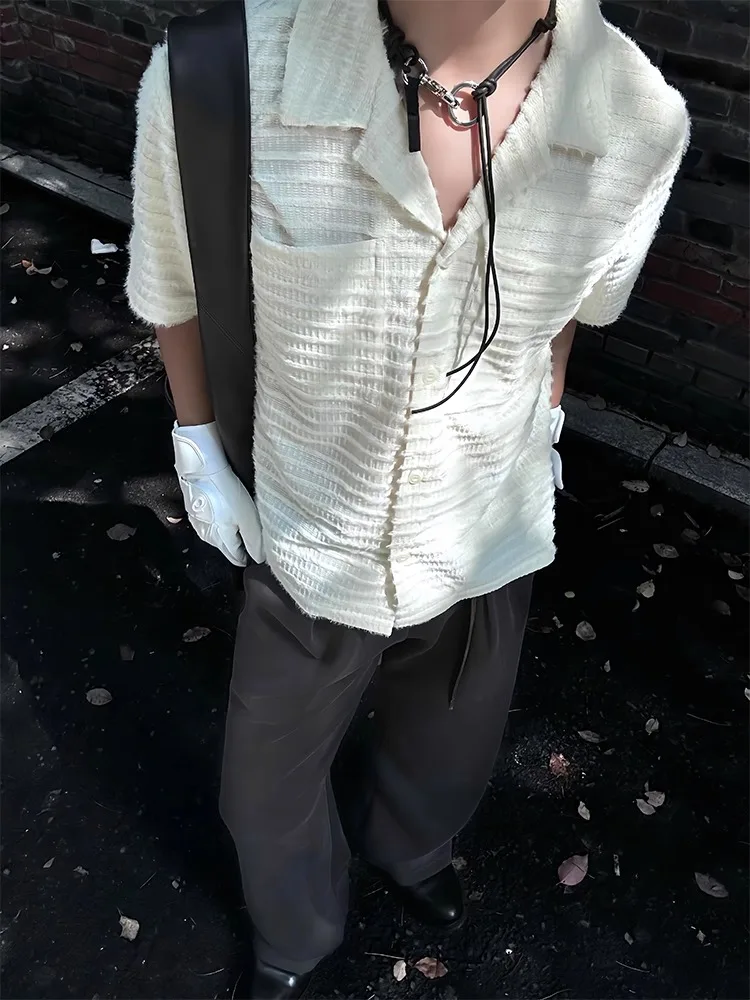 

Легкий кубинский воротник ort Sve Мужской дышащий вязаный топ с вырезами Летняя модная верхняя одежда Повседневная одежда irt