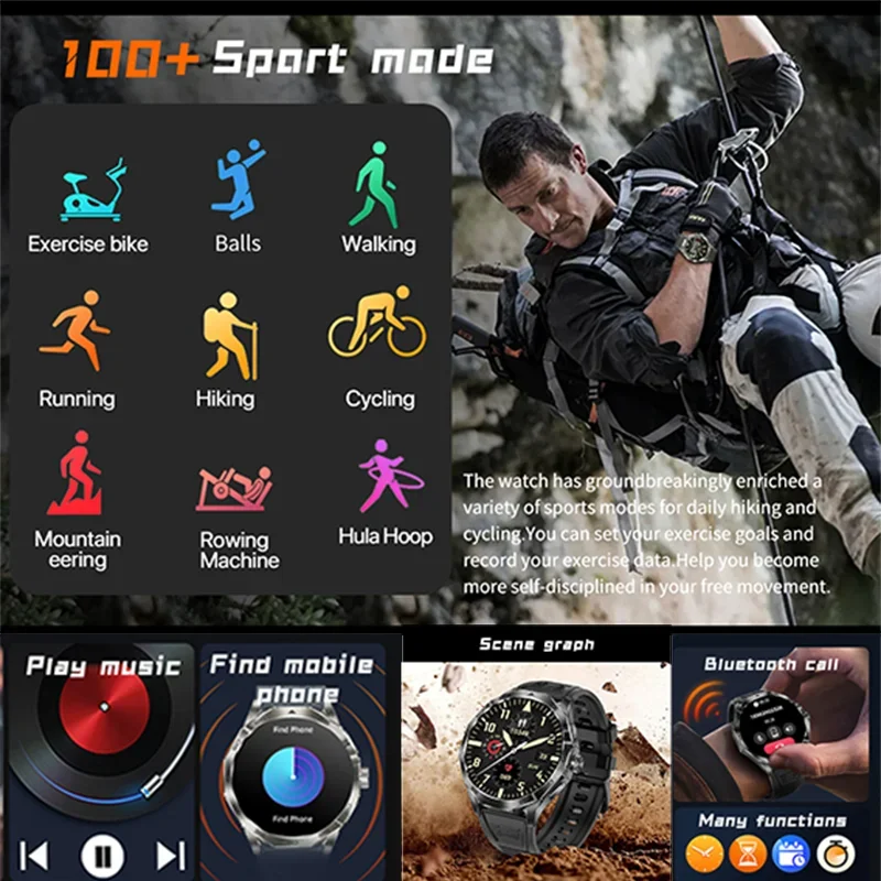 2024 nuovo smartwatch HD di grado militare da 1.85 pollici GPS track HD Bluetooth call 710Mah batteria di grande capacità per Huawei Xiaomi