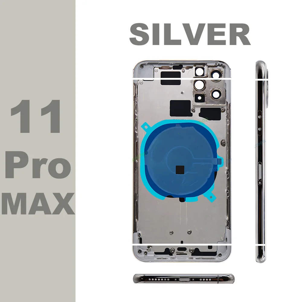 Back Housing For iPhone 11 Pro Max Back Battery Door Glass with Middle Chassis Frame SIM Tray Side Key Parts