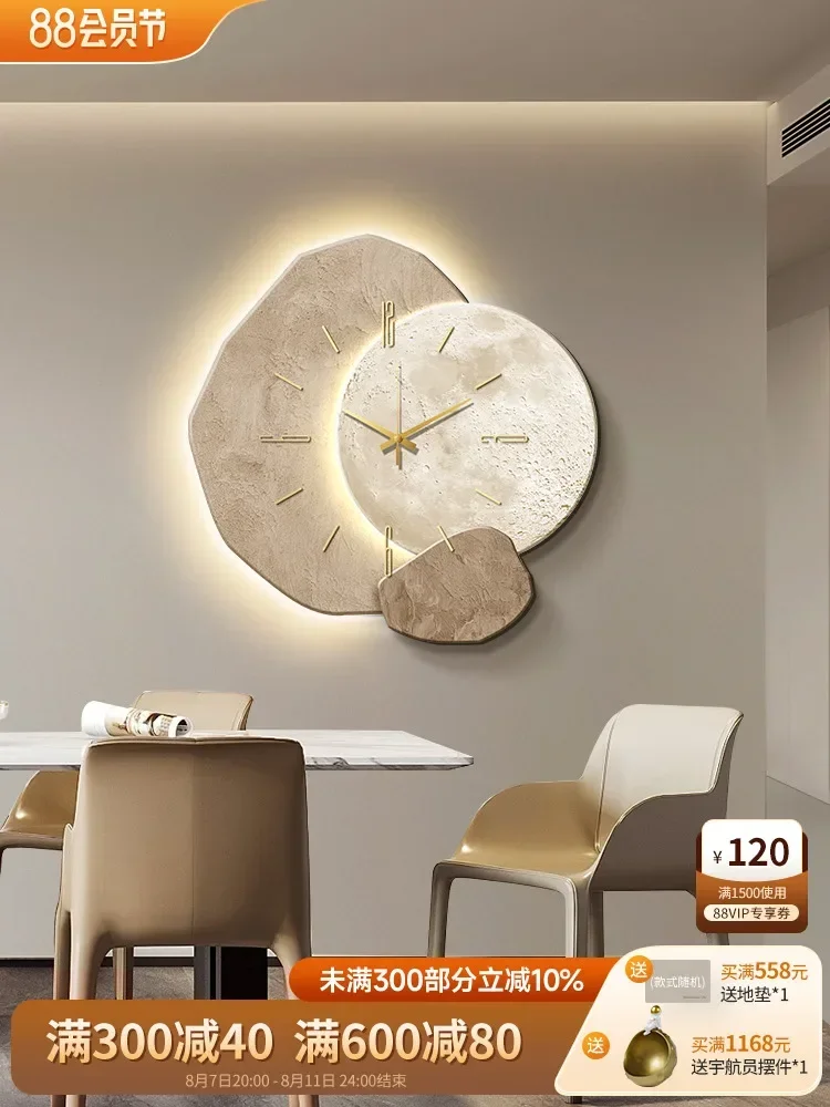 Stone running restaurant clock wall clock living room modern simple 2023 new high-end silent home clock wall hanging