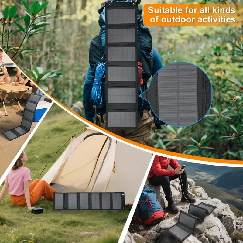 Foldable Mobile Phone and Computer Fast Charging USB 30W Waterproof Solar Panel Battery Suitable for Camping and Hiking