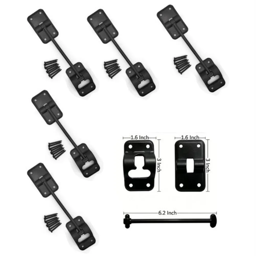 5 Pack RV Door Catch System for Motorhome Sliding Doors and Hinged Entry Doors with Zinc Alloy Mounting Hardware