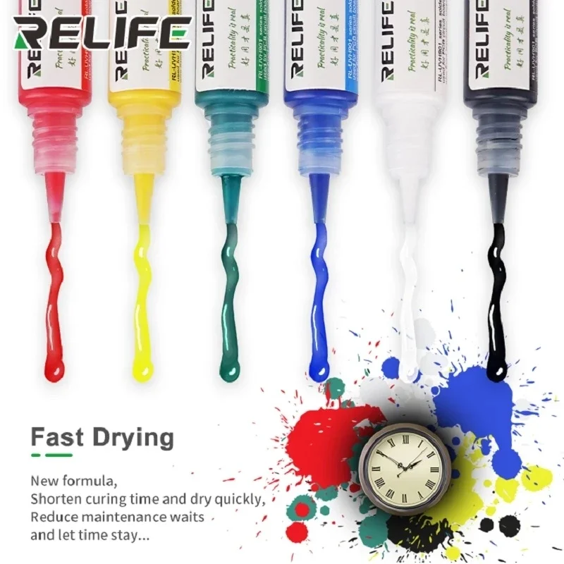 RELIFE RL-UVH 901W series 10cc UV curing solder mask ink For PCB BGA Circuit board repair Green Welding Flux phone repair tools