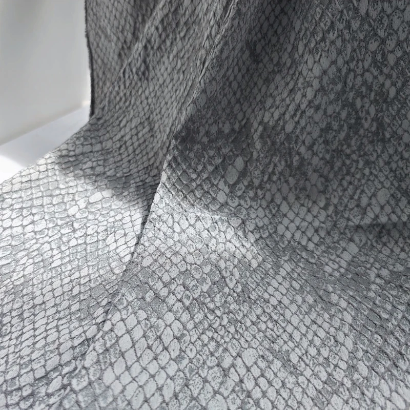 

Grey White Checkered Snake Patterned Floral Fabric for Diy Sewing Jacket Bag Clothing Designer Fabrics Cloth By The Meter