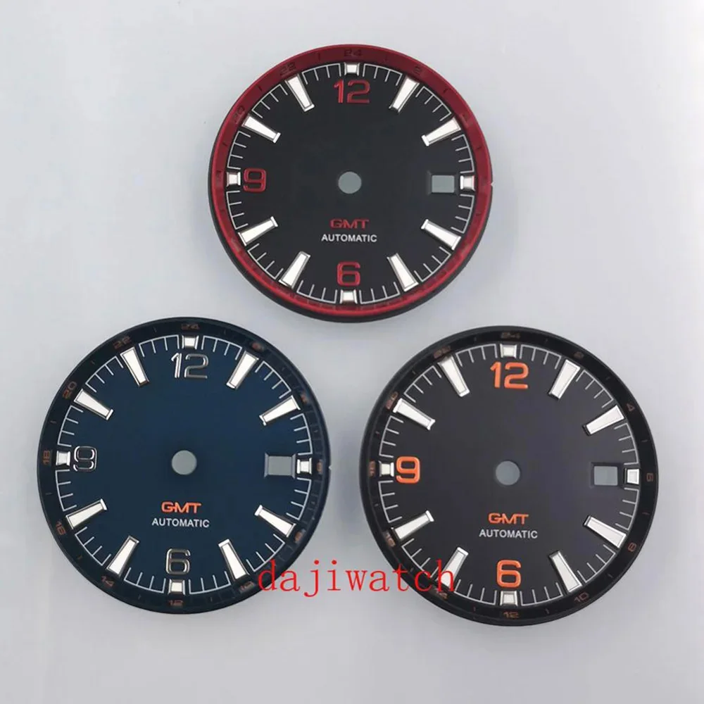 31mm GMT Watch Face Luminous Dial fit ETA 2836 2824 Pearl DG2813 3804 Miyota 8205 8215 821A 82series Movement