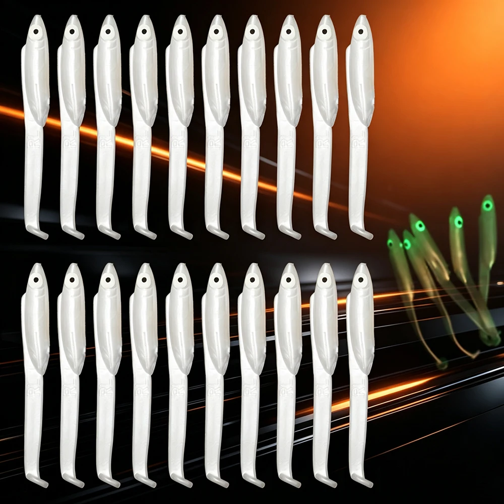 Mr.Lurion 50pcs 6cm 0.7g Artificial Eel Soft Lure Worm Baits Crank Fishing T-tail Grub Minnow Lure For Swim Bait Fishing Tackle