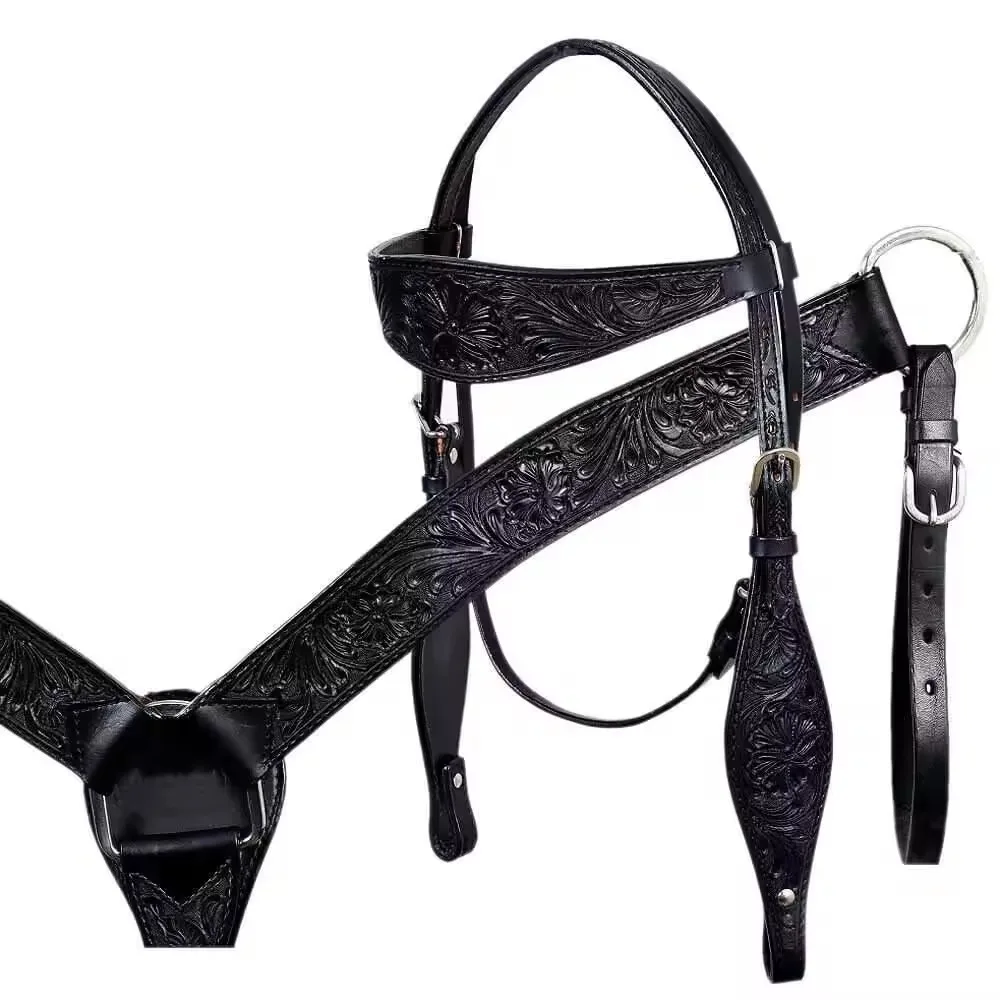 

Western Design Headstall & Breast Collar Set Lightweight Premium Quality Cowhide Leather Trending Seasonal Horse Tack