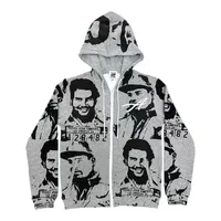 Harajuku punk personality trend hip-hop sports casual zipper Y2K retro long oversized pattern pure cotton high-quality hoodie