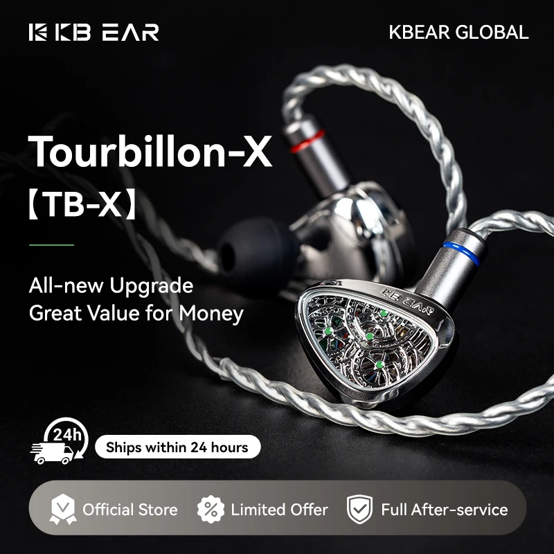 KBEAR TBX Tourbillon X IEMS in-Earphone Wired Headphones 10mm CVD-Coated Carbon Fiber Diaphragm Deep BassGaming Headset — product photo 1 of 1