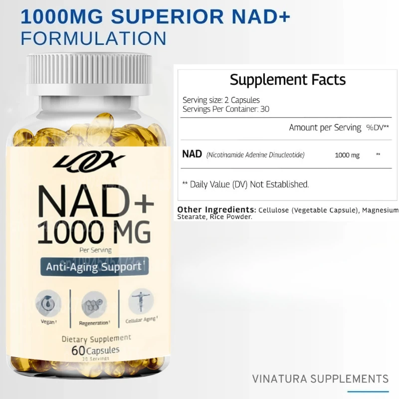 NAD + Resveratrol - Supports Cell Health, Whitens Skin, Metabolism Management