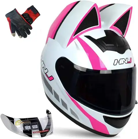 Personalized Cool Cat Ear Electric Motorcycle Helmet Winter Full Helmet Men and Women Racing Shaped Motorcycle Helmet