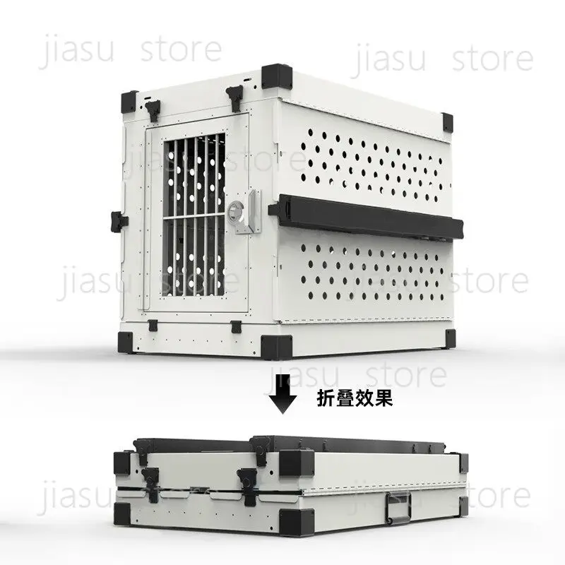 Heavy Duty Fully Collapsible Dog Crate Aluminium Alloy Medium and Large Dog Crate Folding Pet Car Crate Camping Travel