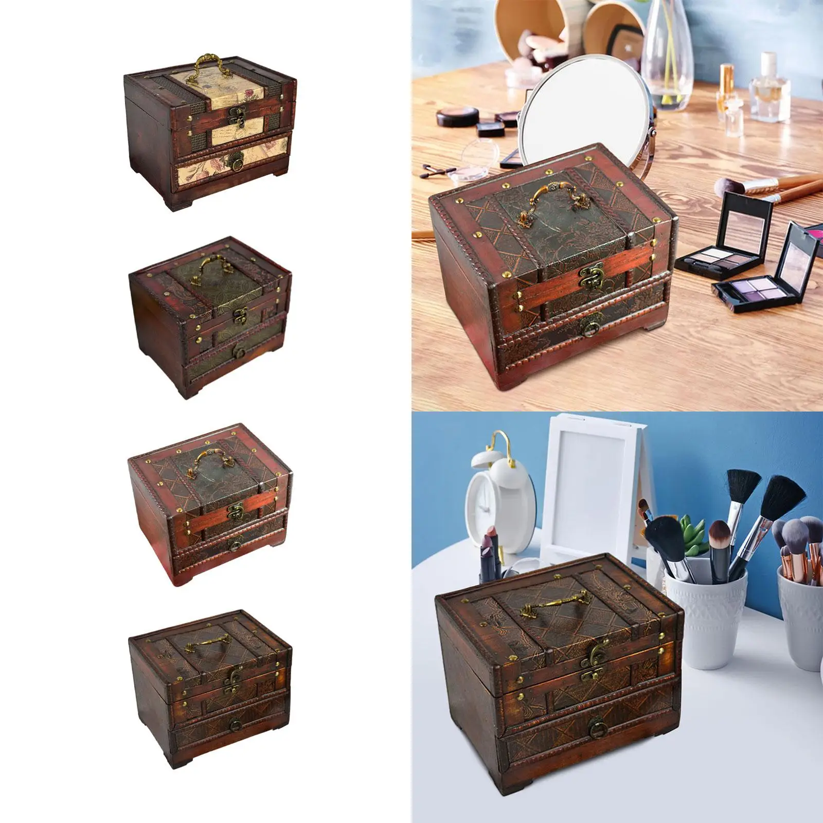 

Wooden Jewelry Organizer with Mirror for Women and Girls Gift